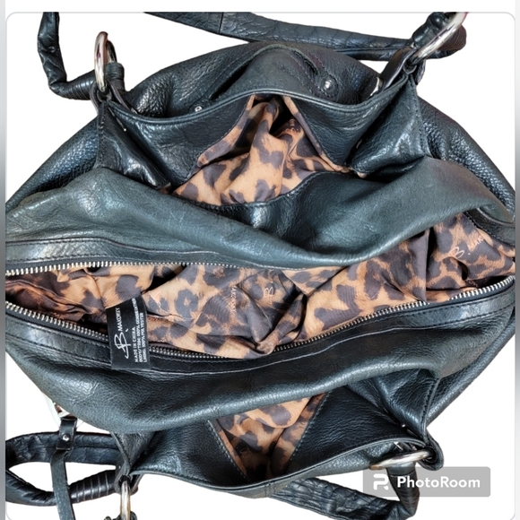 B. Makowsky Black leather satchel shoulder bag - Picture 5 of 8